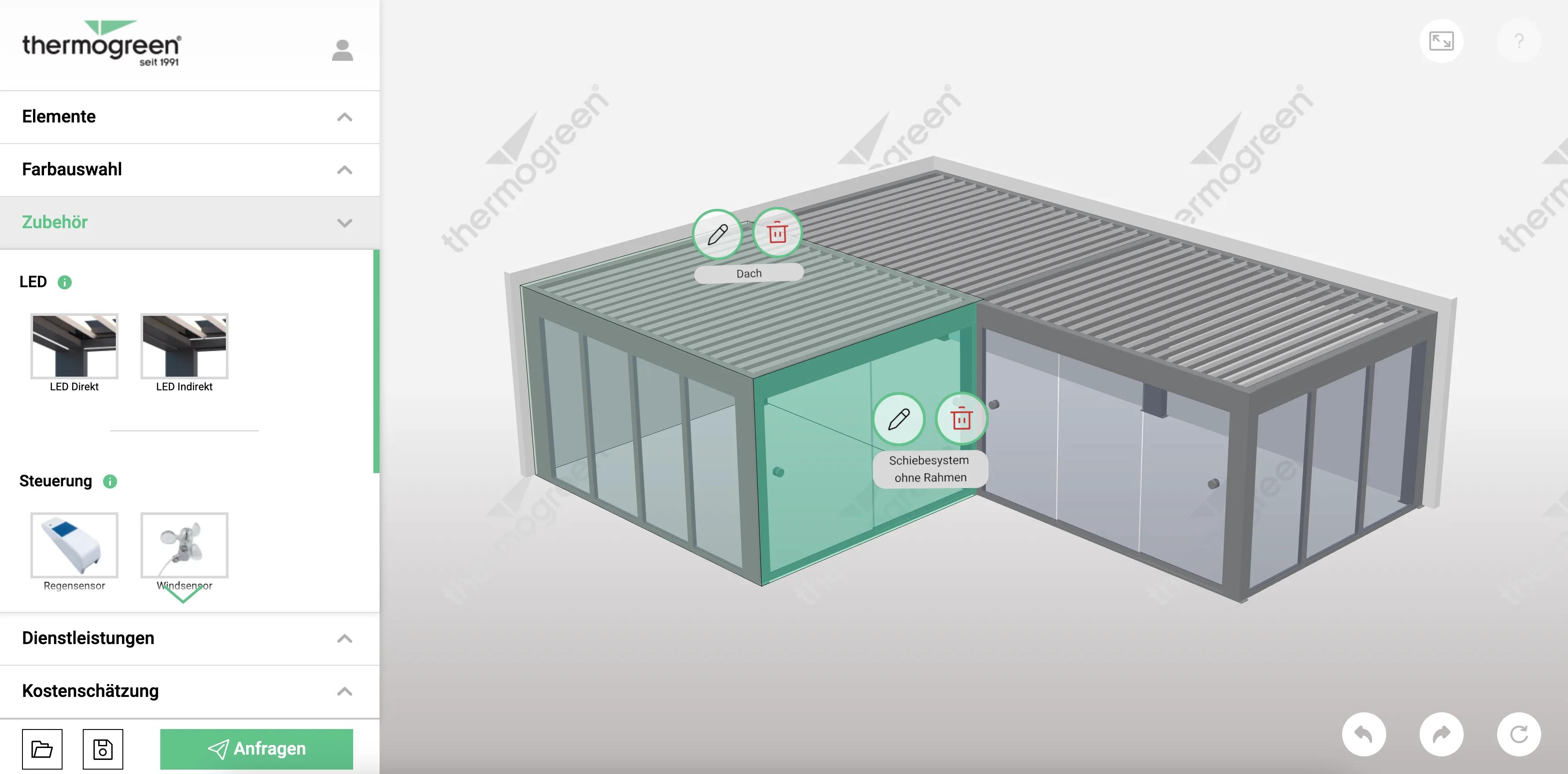 Sales quoting interface for the Thermogreen configurator