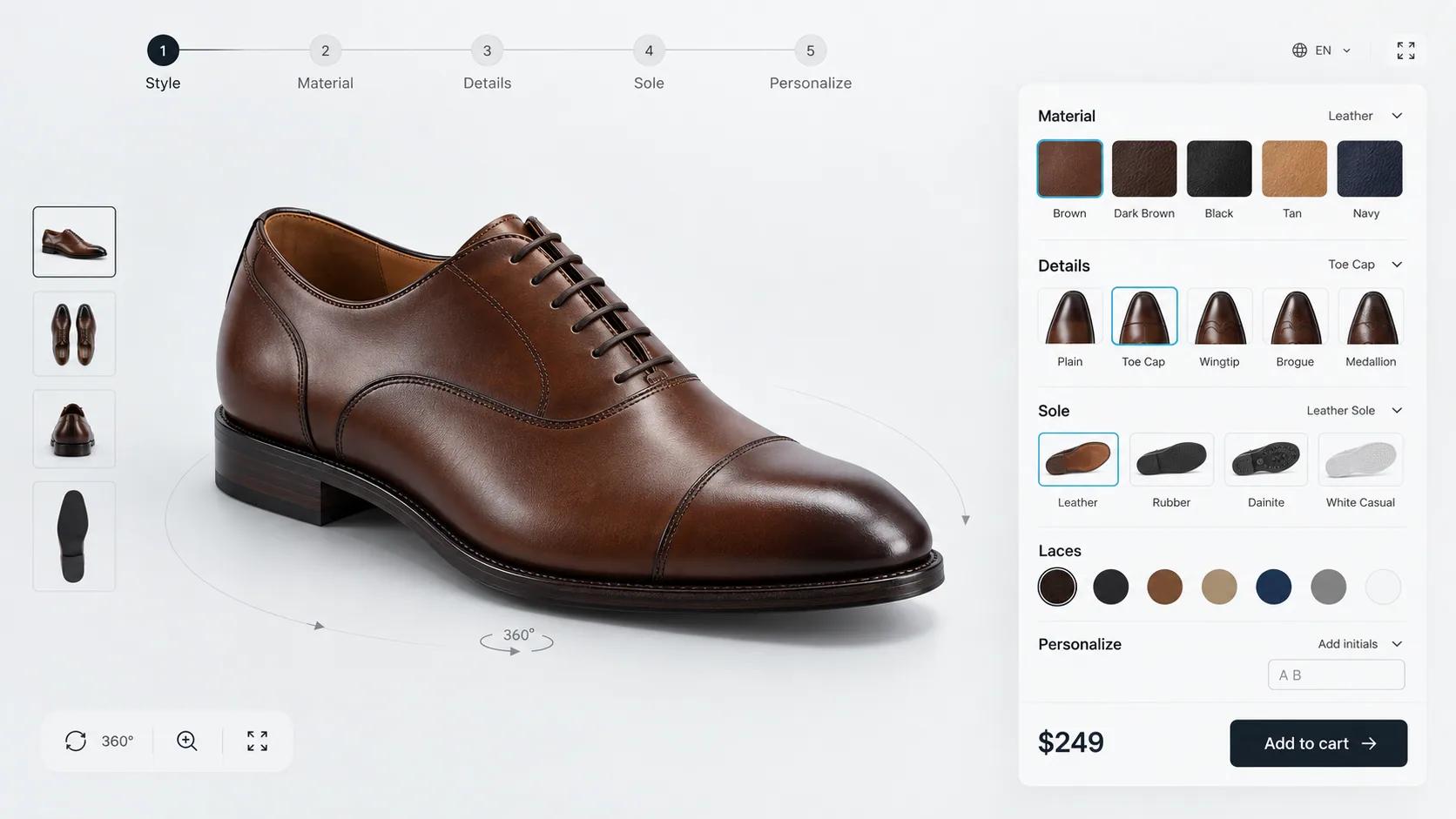 Footwear configured in a fashion configurator