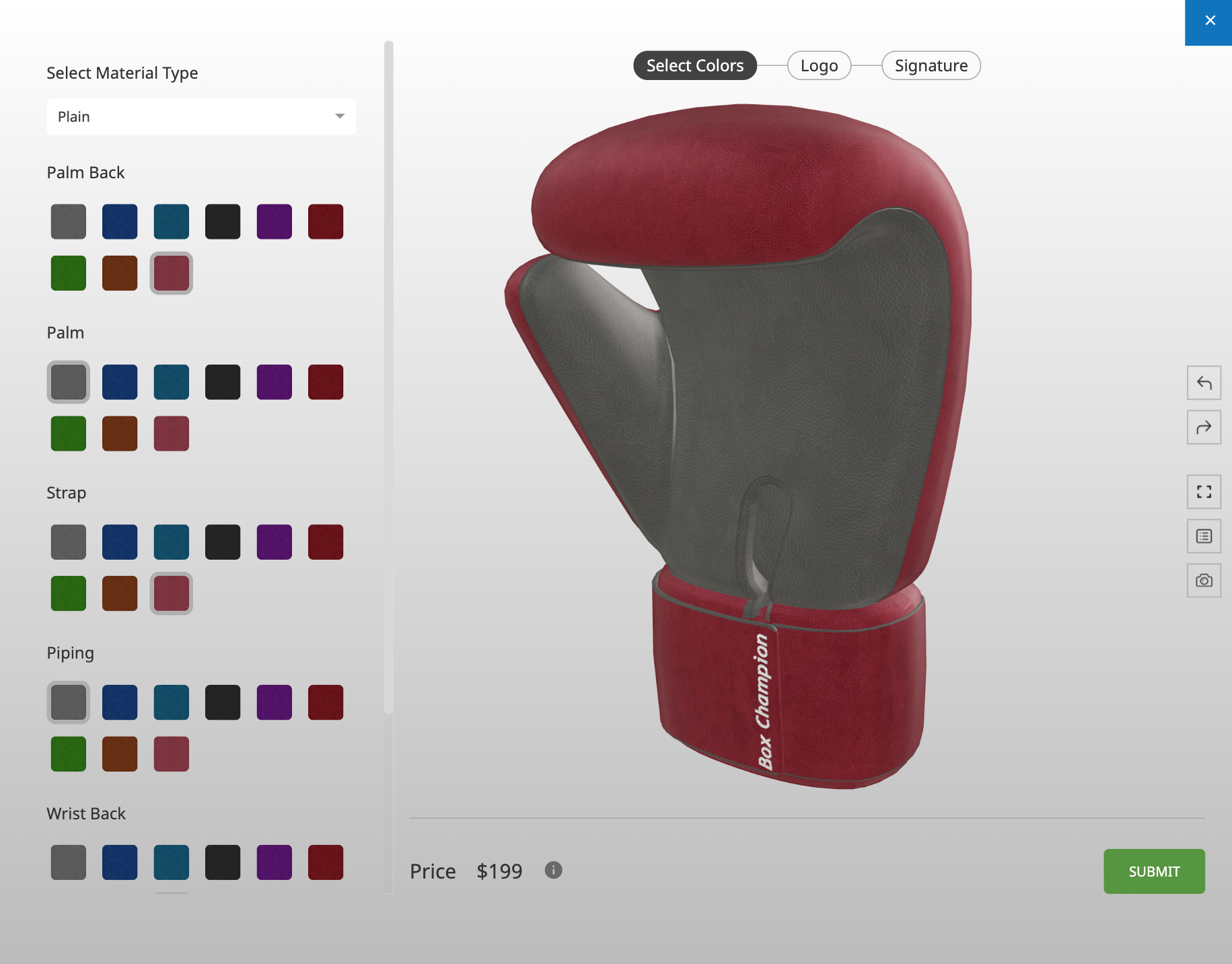 3d boxing gloves configurator