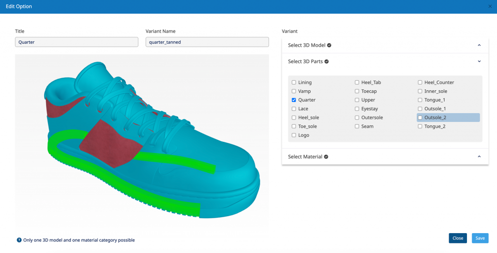 shoe configurator backend